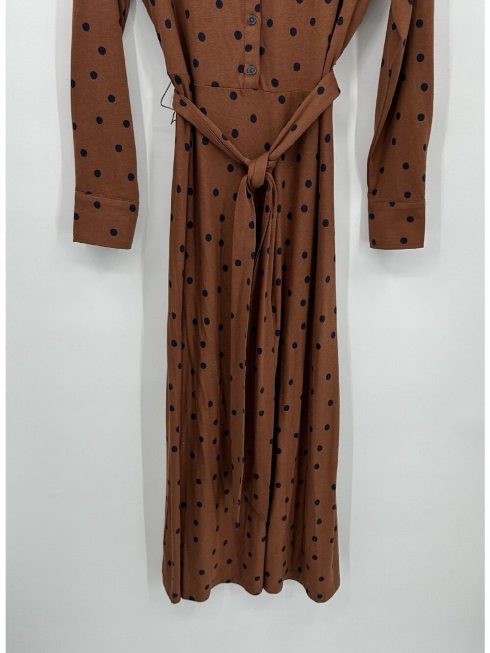 BODEN LAURA polka dot dress midi brown 8L tall long business professional office - Picture 6 of 11